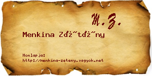Menkina Zétény névjegykártya